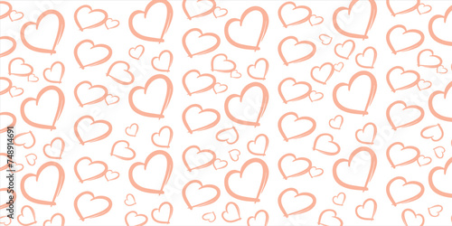 Cute love heart seamless pattern illustration. Cute romantic pink hearts background print. Valentine's day holiday, romantic wedding design.