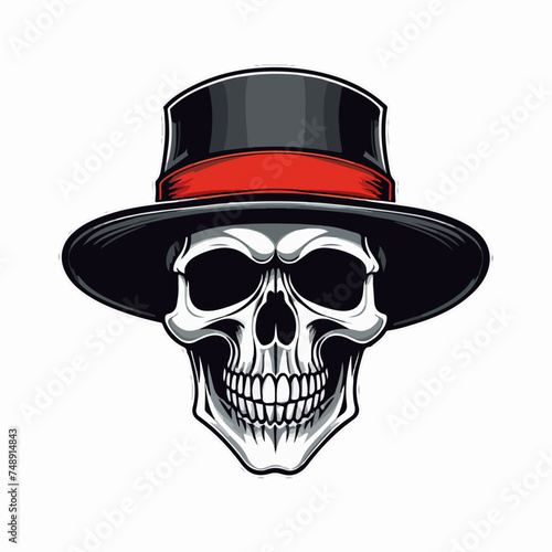 Vector de una calavera con sombrero