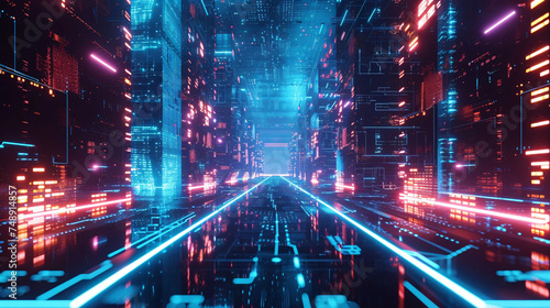 Futuristic Neon Cityscape at Night with Cyberpunk Aesthetic