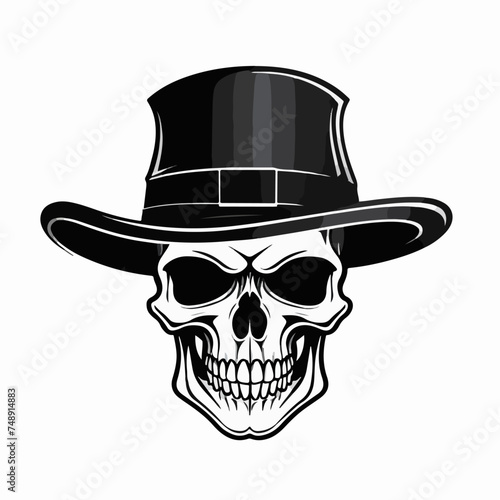 Vector de una calavera con sombrero