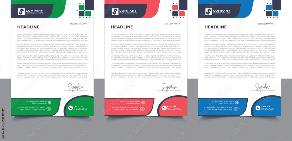 Professional Company Business Letterhead Template Design With Various Colors Bundle For Corporate Office Professional Company Business Letterhead Template Design With Various Colors Bundle For Corporate Office