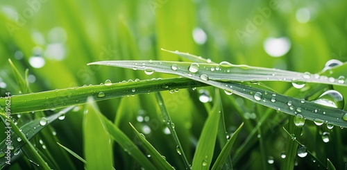 a close up image of grass and water droplets