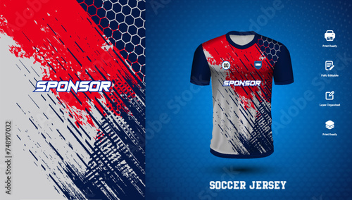 Vector soccer jersey design for sublimation or sports tshirt design for cricket football
 photo