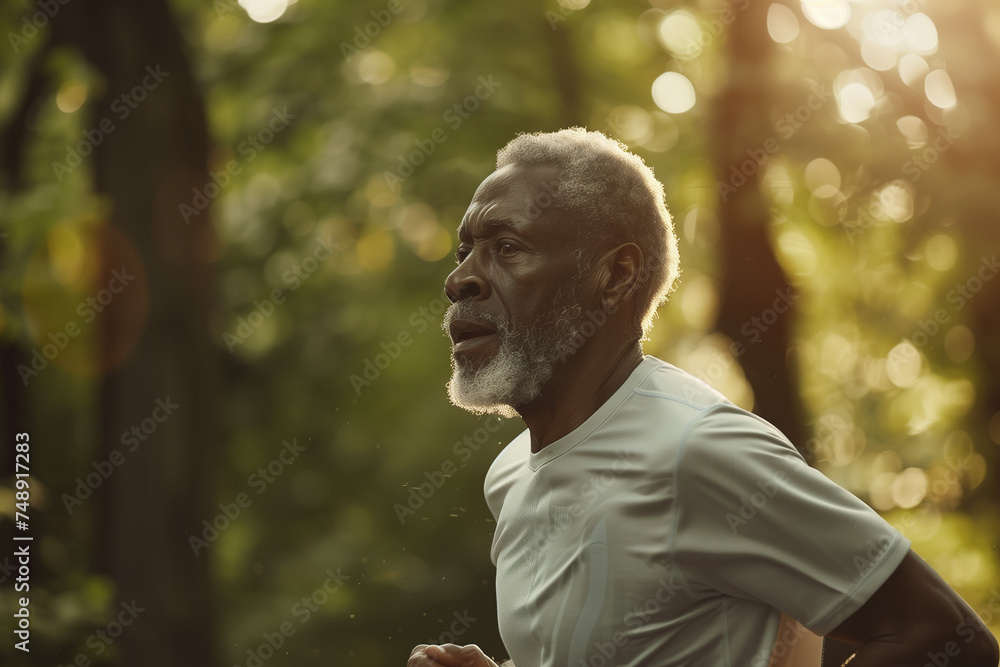 Obraz premium Senior man going for a run and living a healthy lifestyle for longevity