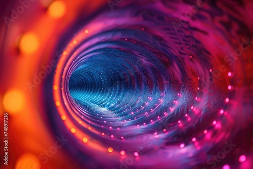 Abstract neon with a dynamic vortex of and red lights