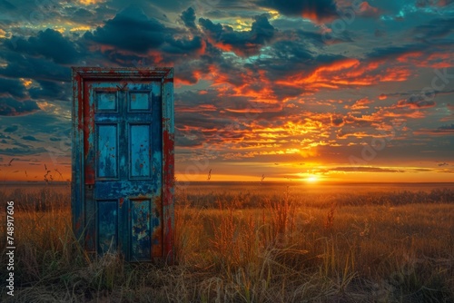 Explorers discover a magic door during a blissful sunset