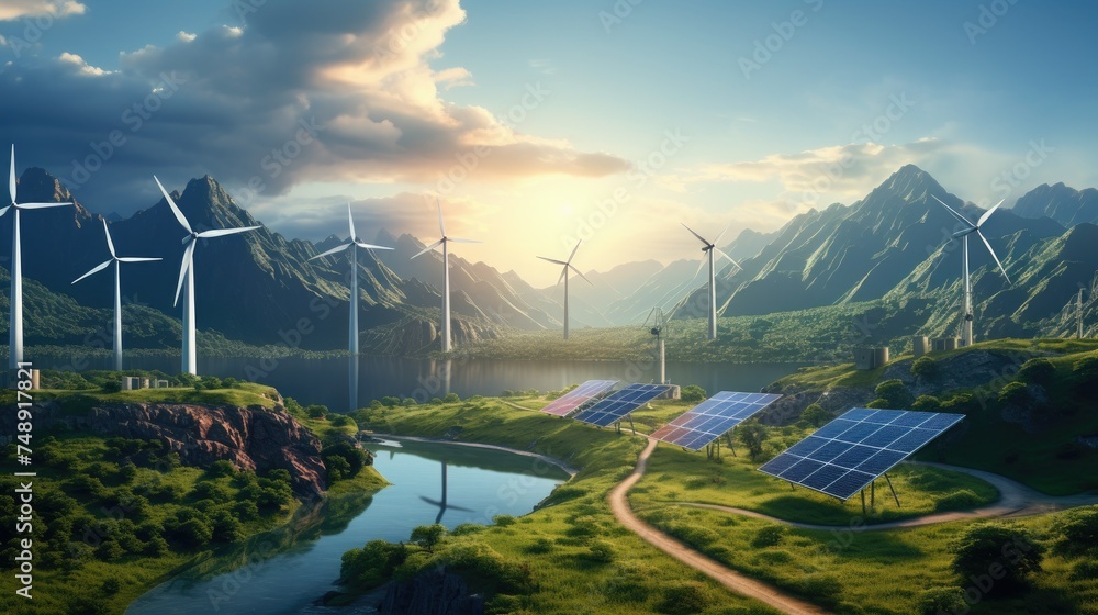 wind turbines farm, generative ai wind turbines farm, generative ai