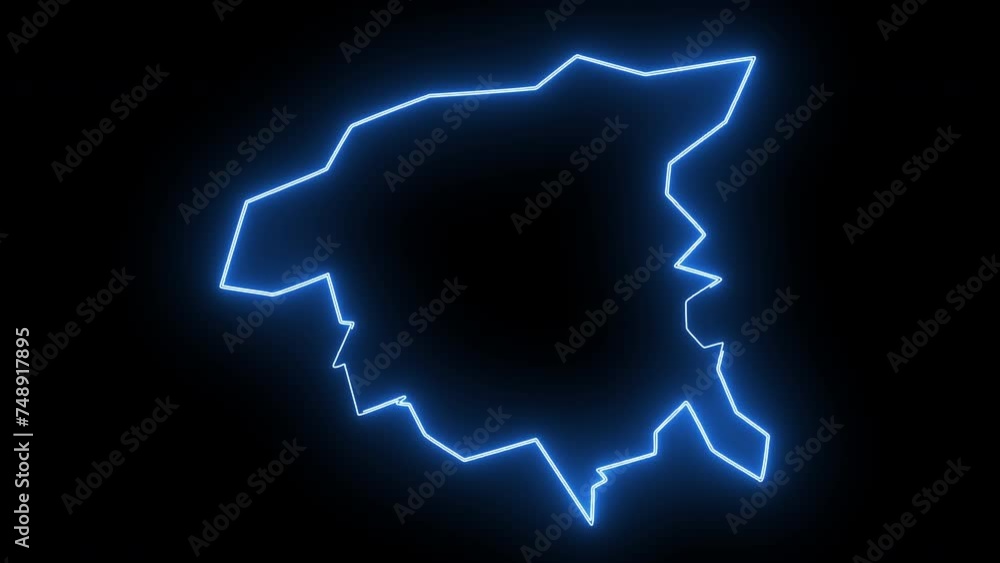 Chlef map of algeria with glowing neon effect Chlef map of algeria with glowing neon effect
