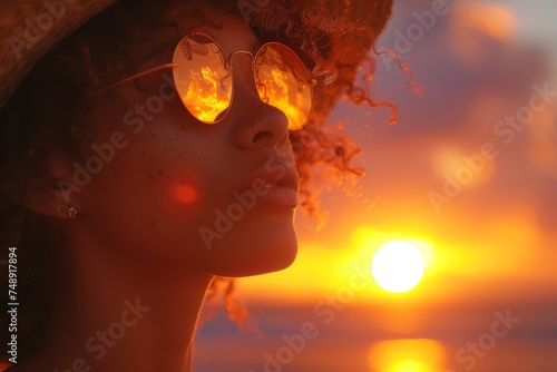 The warm glow of sunset rests on the silhouette of an individual's shoulder with a blurred background