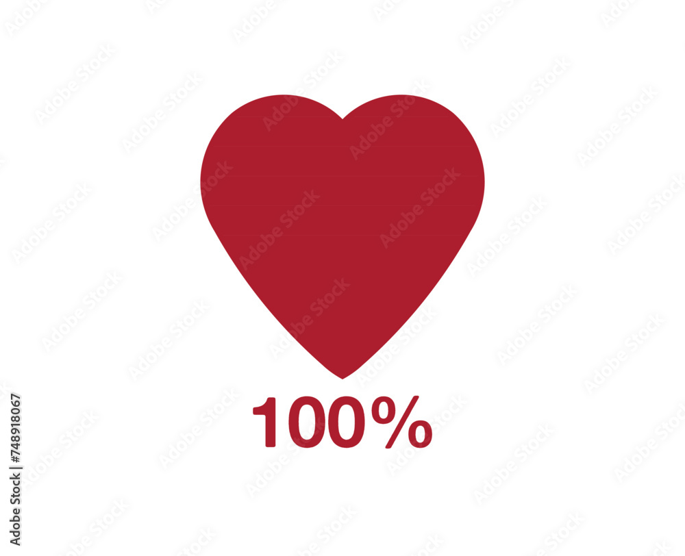 100% heart. Design heart function level, health design and blood status