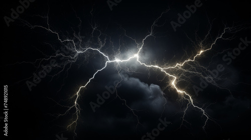 lightnings black background ,thunderstorm weather powerful thunder electric energy.
