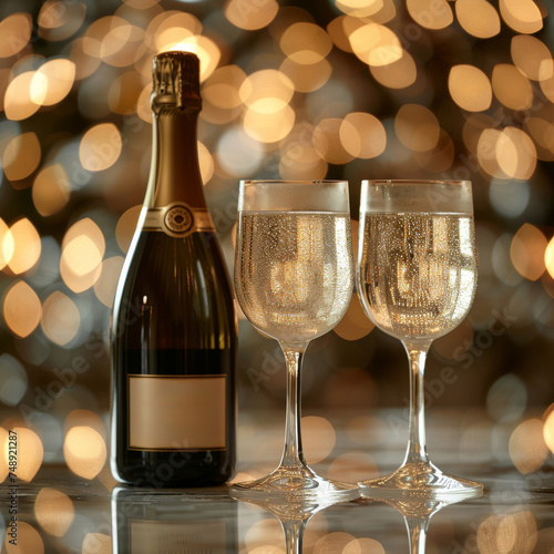 Toast to elegance champagne celebration amidst golden twinkles
