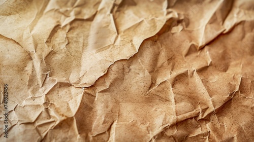 Detailed shot of textured brown paper. Ideal for backgrounds or craft projects