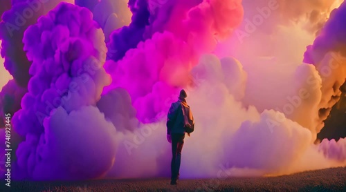 abstract shapes of mixed colors of colurful smoke video motion. Blurred Background. AI generated