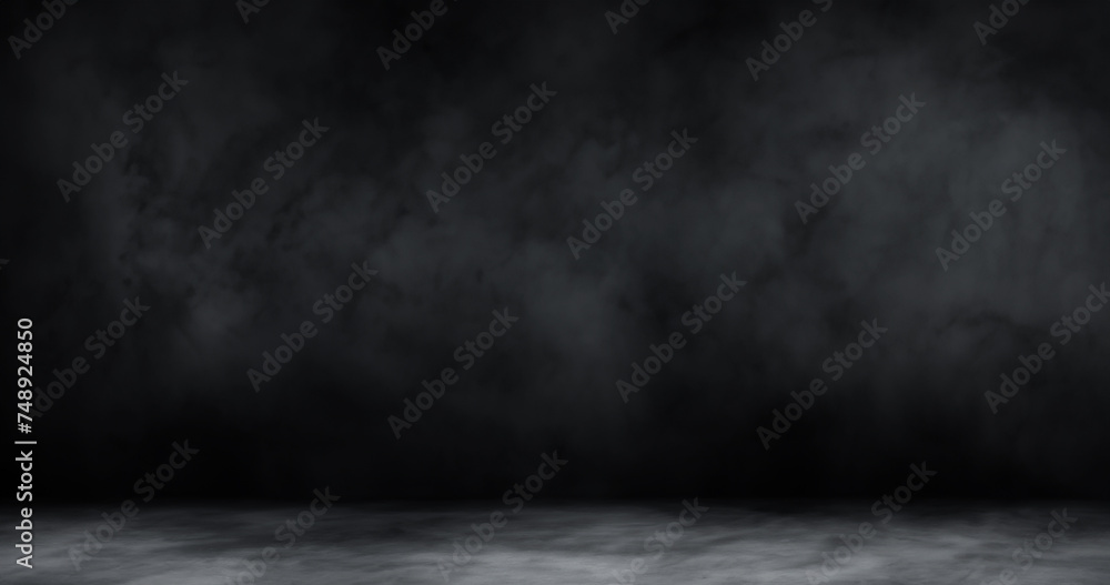 Empty dark abstract cement wall and studio room with smoke float up interior texture for display products wall background Empty dark abstract cement wall and studio room with smoke float up interior texture for display products wall background