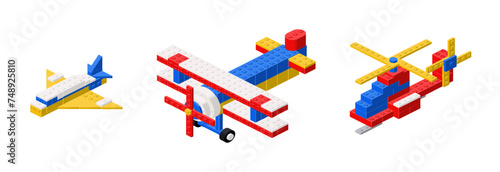 Set of Aviation in isometry on a white background. Vector