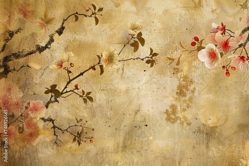 Colorful flowers painted on a wall, suitable for interior decoration