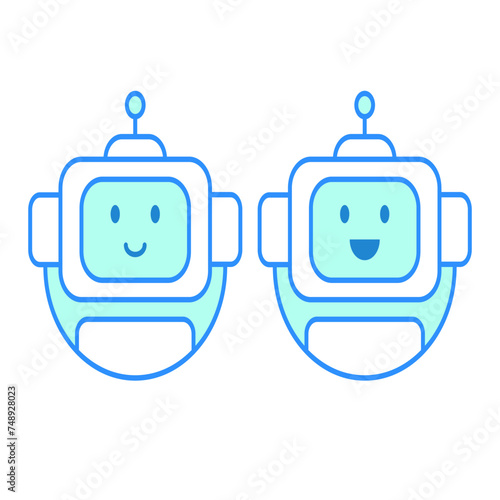 Happy robot face vector illustration. Happy robot avatar. Vector icon with flat style.