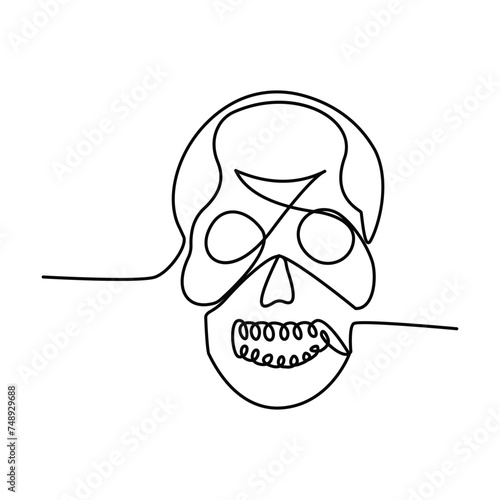 skull single continuous one line out line vector art  drawing  and tattoo design