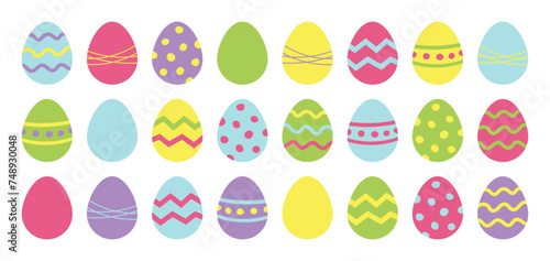 Set of colorful Easter eggs. Transparent background.