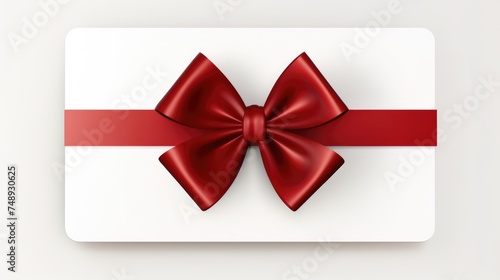 Gift Cards With Red Bow And Ribbon. Gift Or Credit Card Design Template © elena_garder