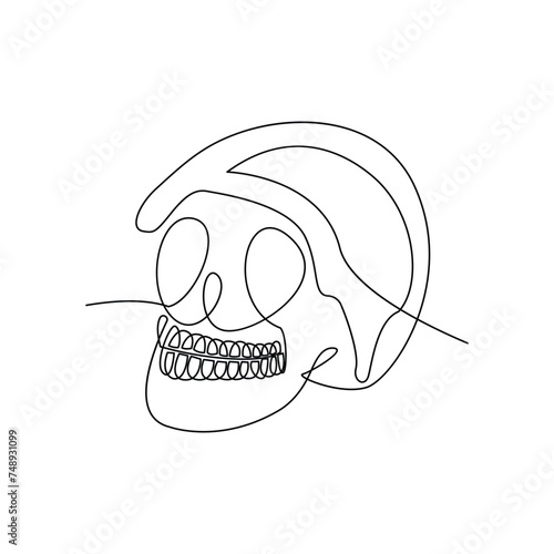 skull single continuous one line out line vector art  drawing  and tattoo design