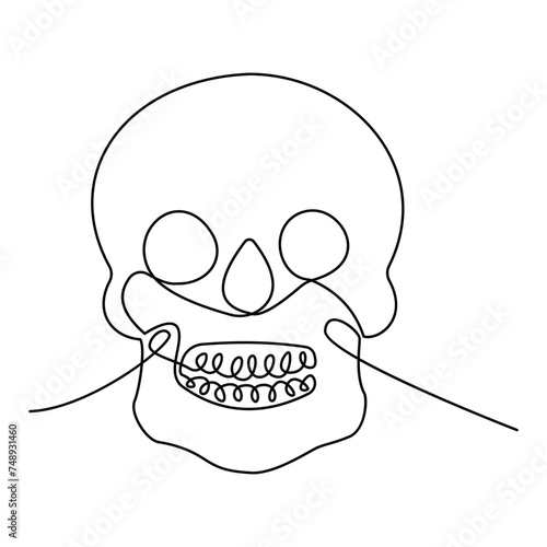 skull single continuous one line out line vector art  drawing  and tattoo design
