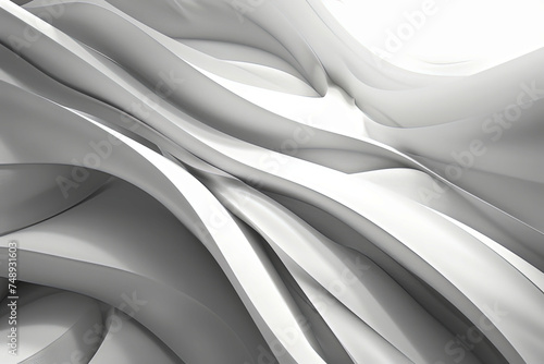 Abstract white background with shapes, waves and sheets.Wallpaper.Digital art