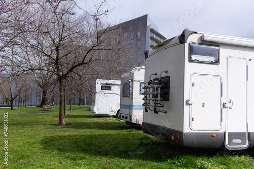 Motorhome parking in a city park