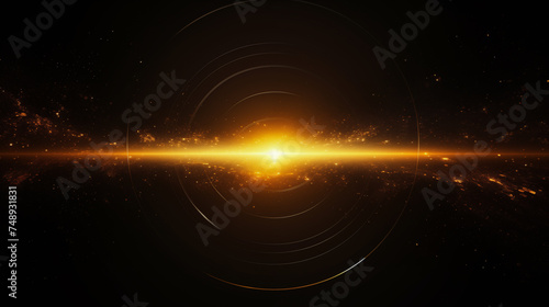 Galaxy explosion golden flash on black background. Big Bang