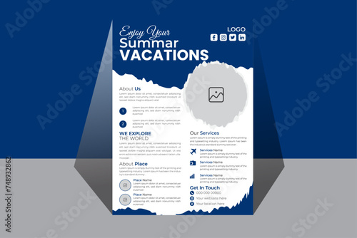 creative modern simple Flyer  for travel summer vacations  design