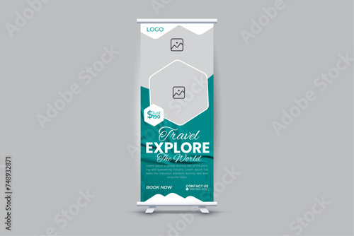 creative simple roll-up banner for travel explore template