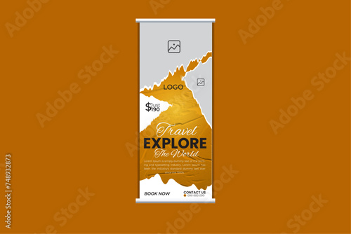creative simple roll-up banner for travel explore template