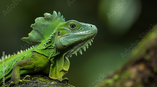 Iguana verde na árvore da floresta tropical da Costa Rica