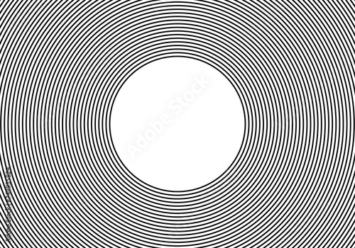 Fondo blanco con círculos concéntricos negros. 