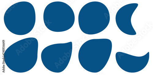 Random blob circles silhouette icon set. An arrangement of black organic shapes. Isolated on a white background.