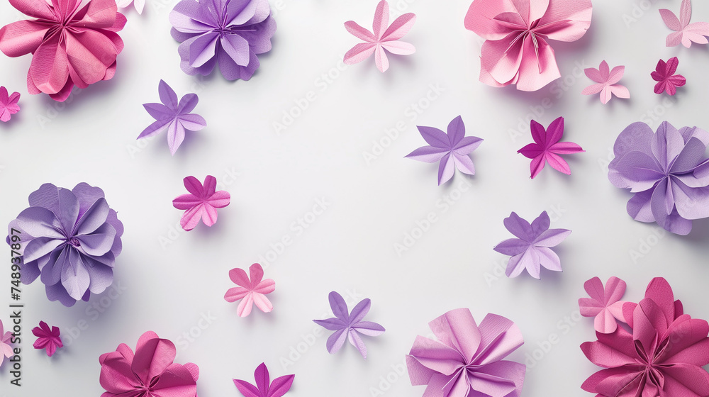 Pink and purple flowers laid flat Pink and purple flowers laid flat