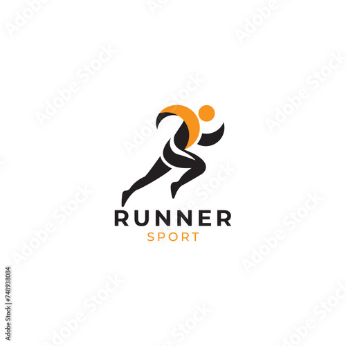 running athlete logo design, sprint or track runner concept, vector illustration