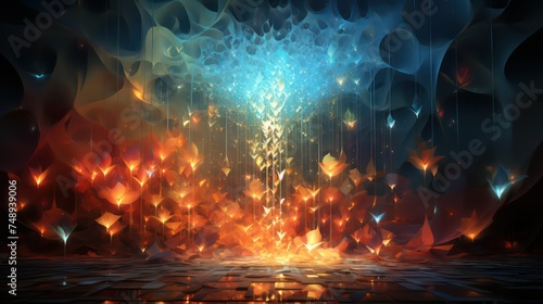 Abstract technology digital hi tech background with glowing particles