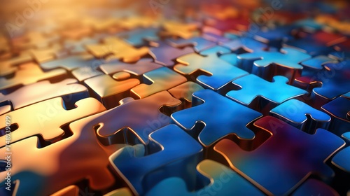 Colorful puzzle pieces close-up