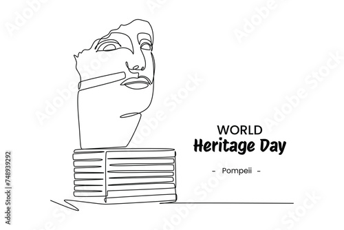 One continuous line drawing of Pompei icon. Beautiful historical iconic place. Home wall decor art poster print. Modern single line draw design vector graphic illustration