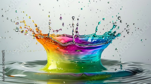 Drop photography, water, craters, fast-moving photos, drops, and color play photo