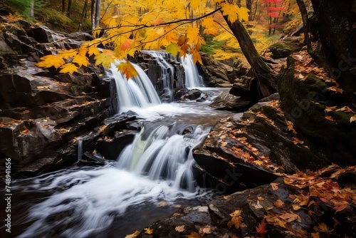 Waterfall Amidst Greenery: A Refreshing Natural Scene 