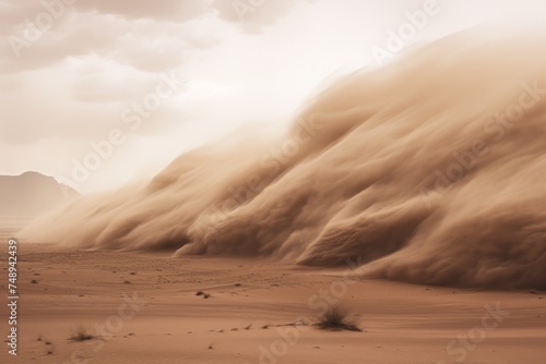 Dramatic Scene of Massive Sandstorm in Desert Environment