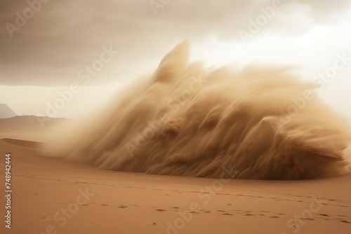Dramatic Scene of Massive Sandstorm in Desert Environment