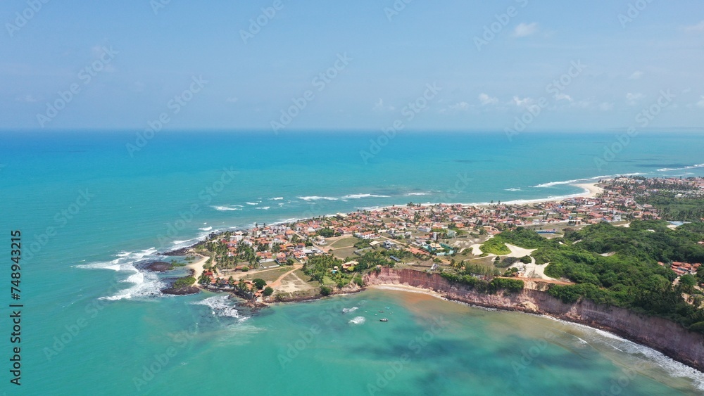 Panoramic view of Dolphins Bay near Cidade de Natal in Rio Grande do Norte State, Brazil 
