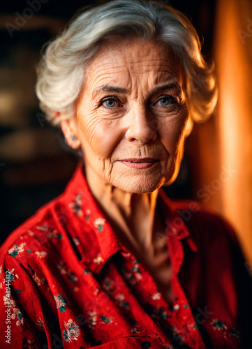 portrait of a beautiful elderly woman. Selective focus.