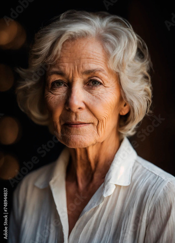 portrait of a beautiful elderly woman. Selective focus. © yanadjan
