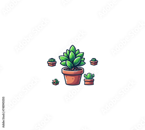 Whimsical and Cheerful: A Vector Cartoon Cutout of a Delightful Plant in a Decorative Pot