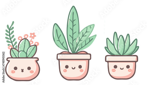 Whimsical and Cheerful: A Vector Cartoon Cutout of a Delightful Plant in a Decorative Pot